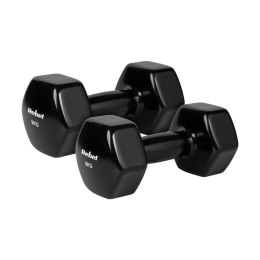 Hantelki żeliwne winylowe HEX 2x9kg, REBEL ACTIVE