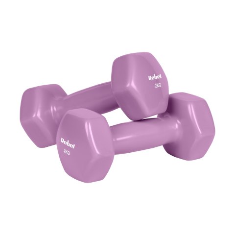 Hantelki żeliwne winylowe HEX zestaw 30kg (2x1kg+2x2kg+2x3kg+2x4kg+2x5kg), REBEL ACTIVE