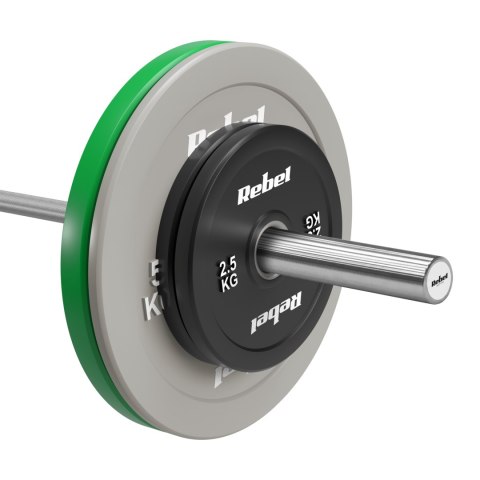 Obciążenie olimpijskie gumowane BUMPER PREMIUM, seria BEAST, zestaw 2x2.5kg, otwór 51 mm, REBEL ACTIVE