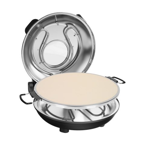 Piec do pizzy TEESA SUPREME MAX 1800 W, 400 stopni, dwie grzałki, okno, czarny, 35cm