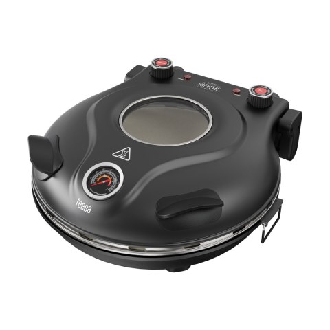Piec do pizzy TEESA SUPREME MAX 1800 W, 400 stopni, dwie grzałki, okno, czarny, 35cm