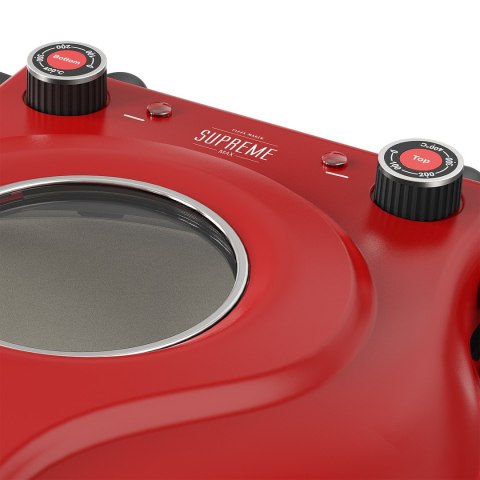 Piec do pizzy TEESA SUPREME MAX 1800 W, 400 stopni, dwie grzałki, okno, czerwony, 35cm