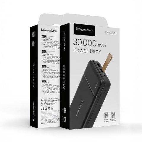 PowerBank Kruger&Matz 30000 mAh Li-ion z funkcją QC oraz PD
