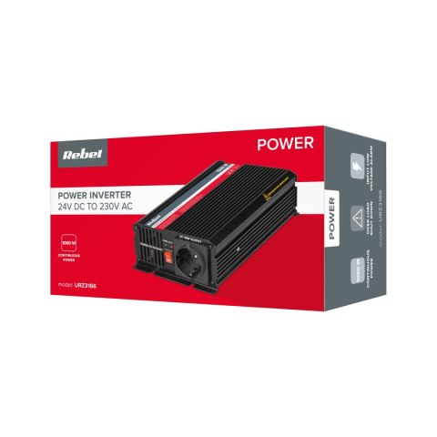 Przetwornica REBEL 24V/230V 1000W(gn. typu F:niemieckie)