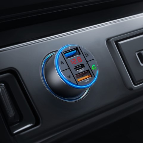 Transmiter samochodowy FM z funkcją BT (2x USB + USB-C)