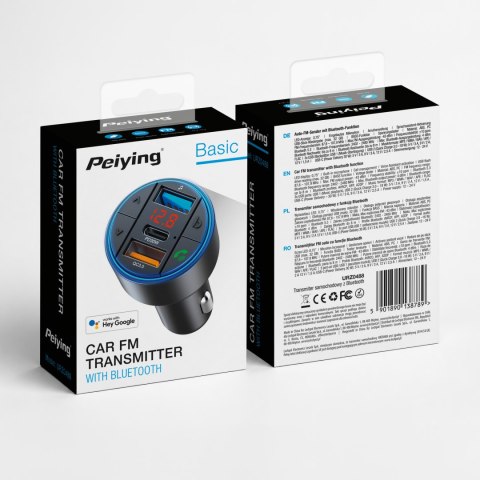 Transmiter samochodowy FM z funkcją BT (2x USB + USB-C)