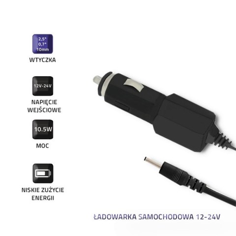 Qoltec Ładowarka samochodowa 12-24V | 10.5W | 5V | 2.1A | 2.5x0.7 Qoltec Ładowarka samochodowa 12-24V | 10.5W | 5V | 2.1A | 2.5x0.7