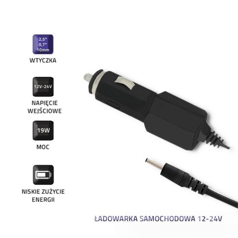 Qoltec Ładowarka samochodowa 12-24V | 19W | 9V | 2.1A | 2.5x0.7 Qoltec Ładowarka samochodowa 12-24V | 19W | 9V | 2.1A | 2.5x0.7