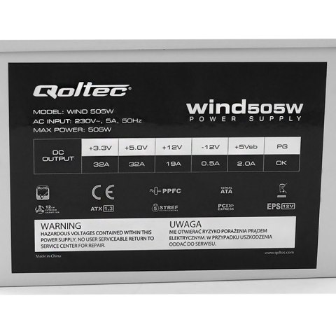 Qoltec Zasilacz ATX Wind 505W Qoltec Zasilacz ATX Wind 505W