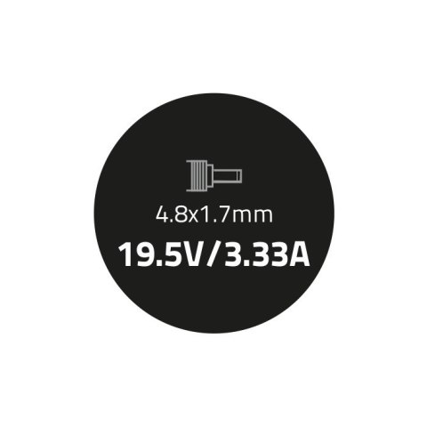 Qoltec Zasilacz do HP 65W | 19.5V | 3.33A | 4.8*1.7 | +kabel zasilający Qoltec Zasilacz do HP 65W | 19.5V | 3.33A | 4.8*1.7 | +kabel zasilający