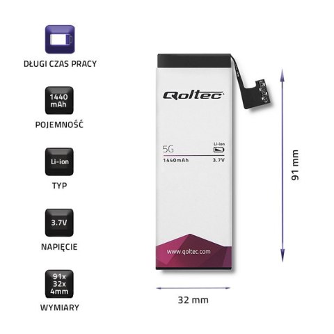 Qoltec Bateria do iPhone 5G | 5 | 1440mAh Qoltec Bateria do iPhone 5G | 5 | 1440mAh