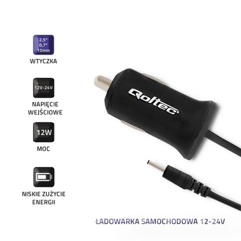 Qoltec Ładowarka samochodowa 12-24V | 12W | 5V | 2.4A | 2.5*0.7 | 1.4m Qoltec Ładowarka samochodowa 12-24V | 12W | 5V | 2.4A | 2.5*0.7 | 1.4m