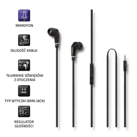 Qoltec Słuchawki Premium dokanałowe z mikrofonem | Czarne Qoltec Słuchawki Premium dokanałowe z mikrofonem | Czarne