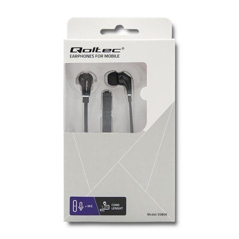 Qoltec Słuchawki Premium dokanałowe z mikrofonem | Czarne Qoltec Słuchawki Premium dokanałowe z mikrofonem | Czarne