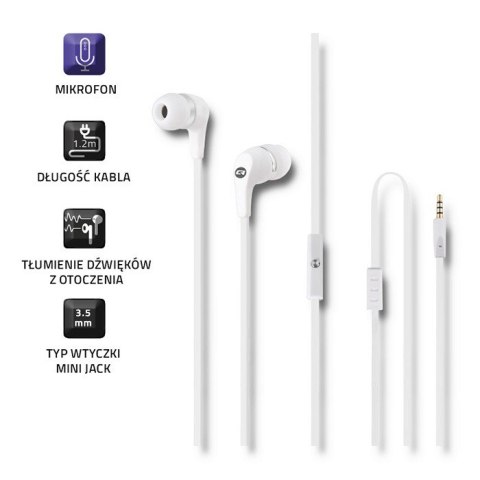Qoltec Słuchawki dokanałowe z mikrofonem | Białe Qoltec Słuchawki dokanałowe z mikrofonem | Białe