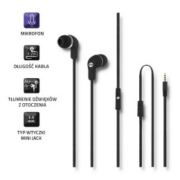 Qoltec Słuchawki dokanałowe z mikrofonem | Czarne