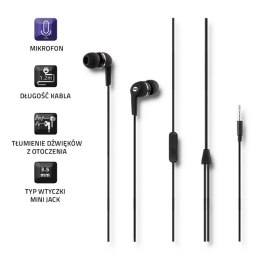 Qoltec Słuchawki dokanałowe z mikrofonem | Czarne