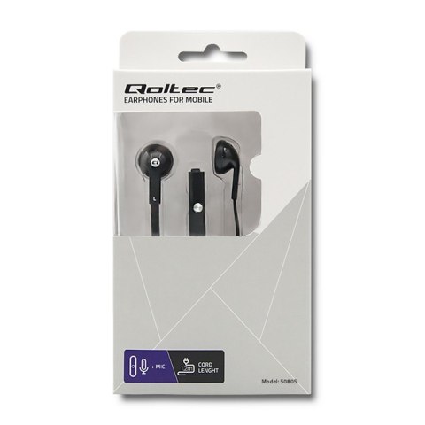 Qoltec Słuchawki douszne z mikrofonem | Czarne Qoltec Słuchawki douszne z mikrofonem | Czarne