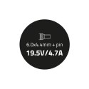 Qoltec Zasilacz do Sony 90W | 19.5V | 4.7A | 6.0*4.4+pin | +kabel zasilający Qoltec Zasilacz do Sony 90W | 19.5V | 4.7A | 6.0*4.4+pin | +kabel zasilający