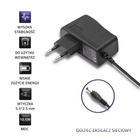Qoltec Zasilacz wtyczkowy 10.5W | 5V | 2.1A | 5.5*2.5 Qoltec Zasilacz wtyczkowy 10.5W | 5V | 2.1A | 5.5*2.5