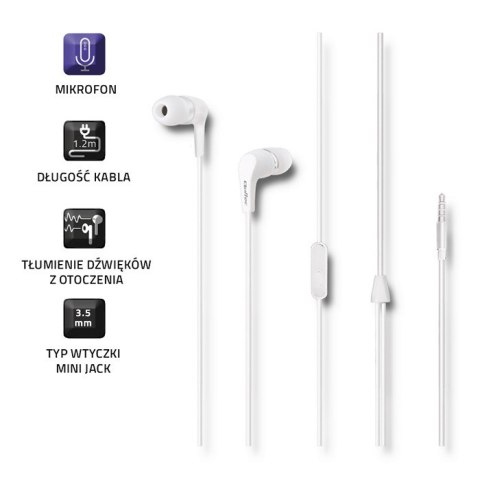 Słuchawki dokanałowe z mikrofonem | Białe Słuchawki dokanałowe z mikrofonem | Białe