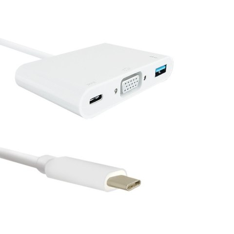Qoltec Adapter USB 3.1 Typ C męski | VGA żeński + USB 3.0 A żeński + USB 3.1 Typ C żeński PD | 0.19m Qoltec Adapter USB 3.1 Typ C męski | VGA żeński + USB 3.0 A żeński + USB 3.1 Typ C żeński PD | 0.19m