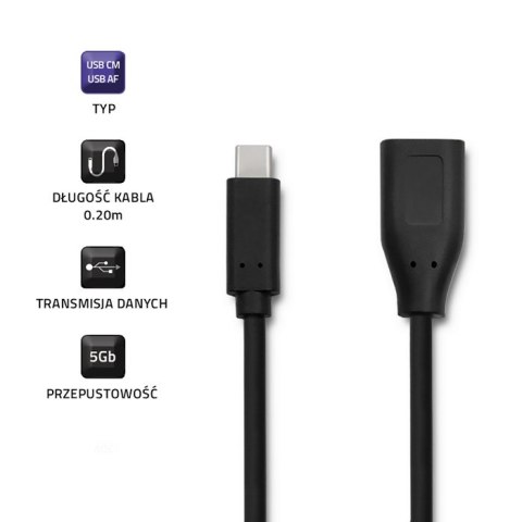 Qoltec Kabel USB 3.1 typ C męski | USB 3.0 A żeński | 0.2m Qoltec Kabel USB 3.1 typ C męski | USB 3.0 A żeński | 0.2m