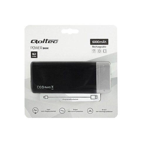 Qoltec Power Bank Slim 6000 | Li-polimerowa | czarny Qoltec Power Bank Slim 6000 | Li-polimerowa | czarny