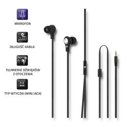 Qoltec Słuchawki dokanałowe z mikrofonem | Czarne