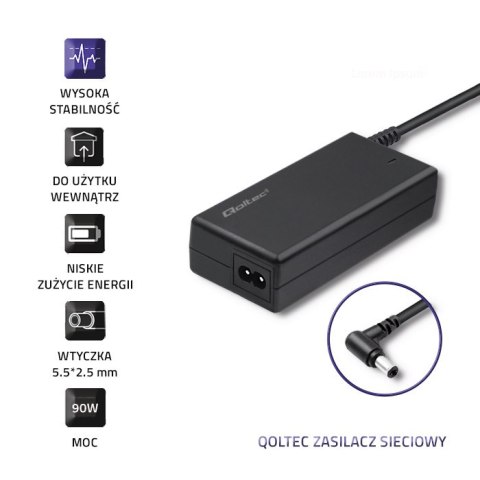 Qoltec Zasilacz do IBM Lenovo 90W | 20V | 4.74A | 5.5*2.5 | +kabel zasilający Qoltec Zasilacz do IBM Lenovo 90W | 20V | 4.74A | 5.5*2.5 | +kabel zasilający