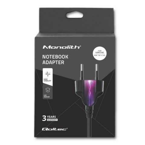 Qoltec Zasilacz do Samsung 90W | 19V | 4.74A | 5.5*3.5+pin | +kabel zasilający Qoltec Zasilacz do Samsung 90W | 19V | 4.74A | 5.5*3.5+pin | +kabel zasilający