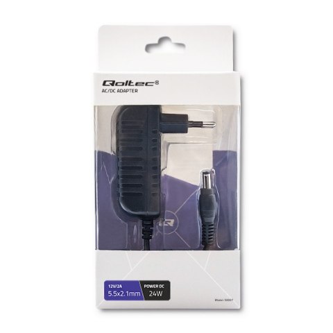 Qoltec Zasilacz wtyczkowy 24W | 12V | 2A | 5.5*2.1 Qoltec Zasilacz wtyczkowy 24W | 12V | 2A | 5.5*2.1